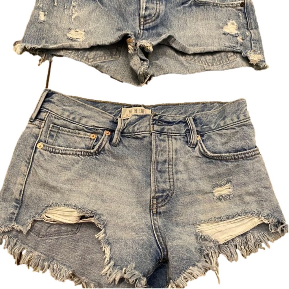 We The Free Distressed Denim Shorts High‎ Rise Frayed Hem  Wash Festival Style